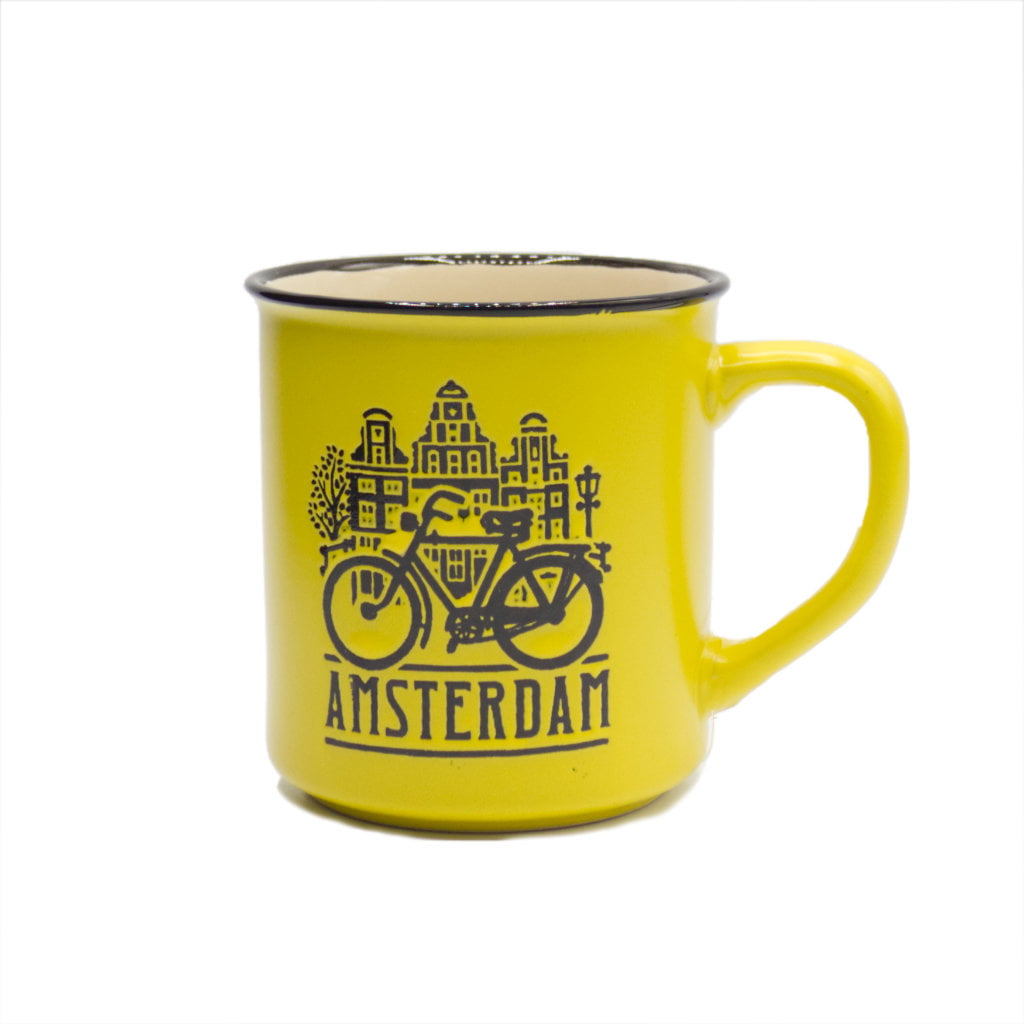 Mok “Amsterdam – Fiets” – Geel klein