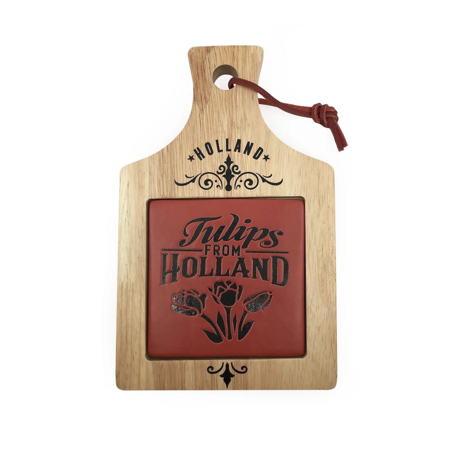 Kaasplank Hout Keramiek Tegel Rood Tulips Holland