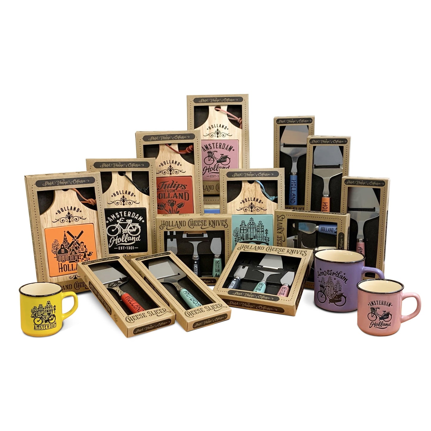 Kaasplank Hout Keramiek Tegel Blauw Holland
